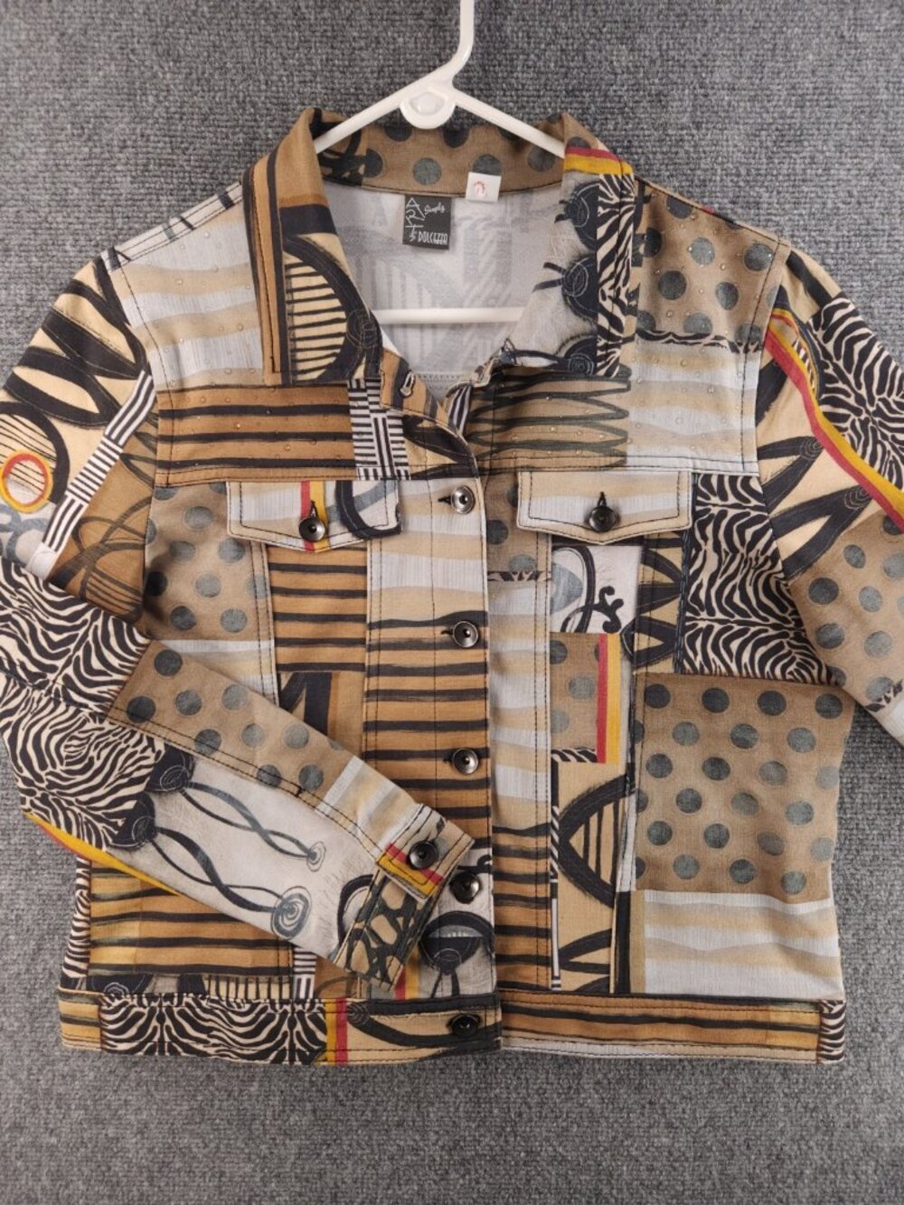 NWOT Simply Art Dolcezza Jacket Abstract Size XL Button Up Stretch Textured